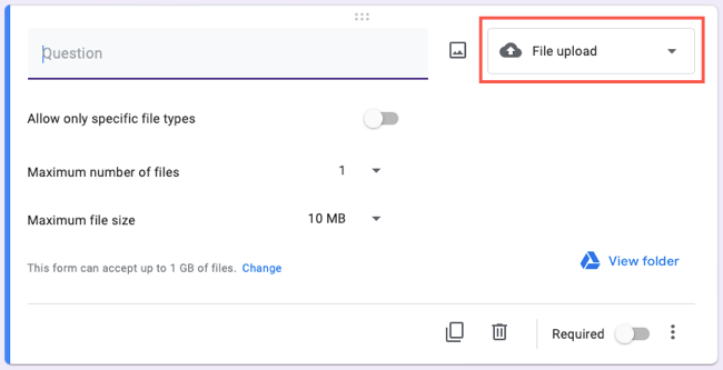 Выбор типа вопроса 