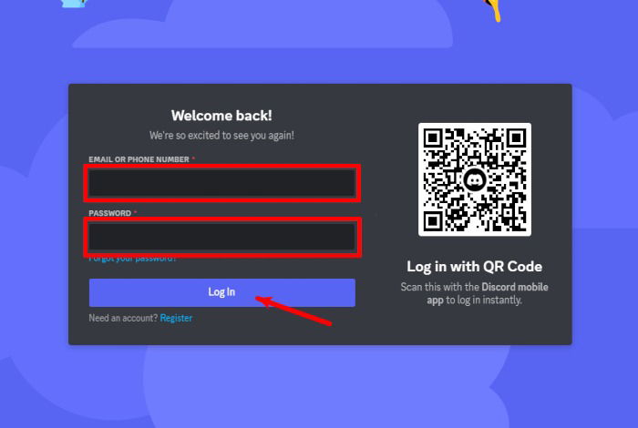 Страница входа в Discord для авторизации при добавлении бота