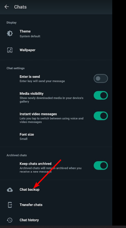 Резервная копия чатов — Android