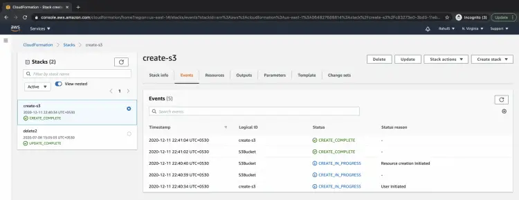 Кнопка удаления стека CloudFormation