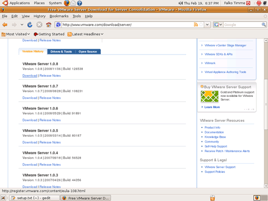 Установка VMware Server 1.0.x на Ubuntu 8.10