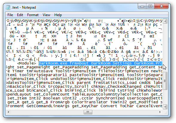 Частично читаемый двоичный файл с видимыми метками