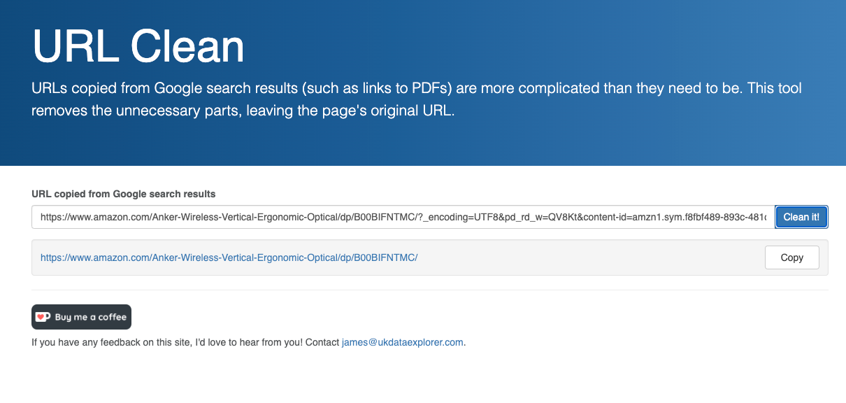 Веб-сайт URL Clean (инструмент очистки ссылок)