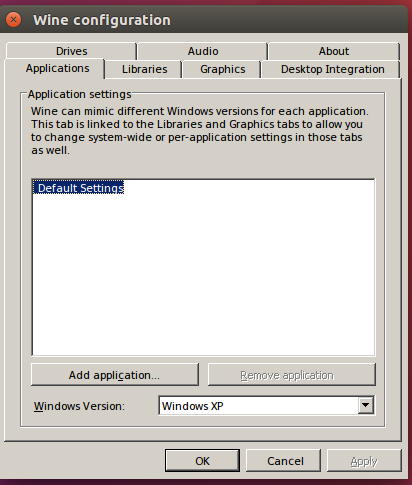 Wine GUI — установка приложения через интерфейс winecfg