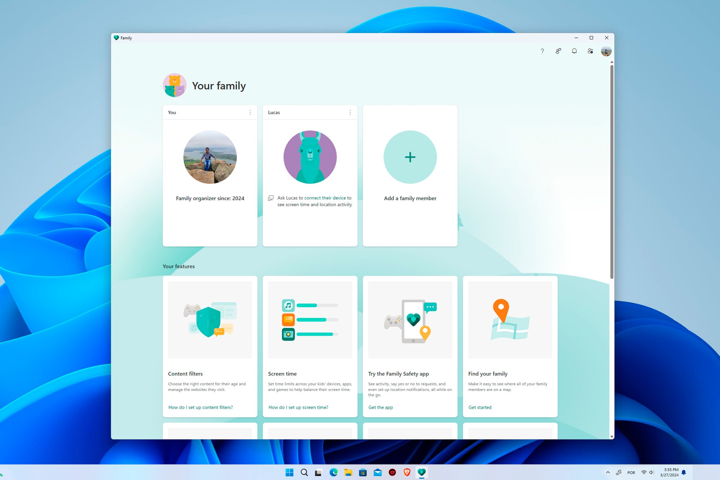 Родительский контроль в Windows 11 через Family