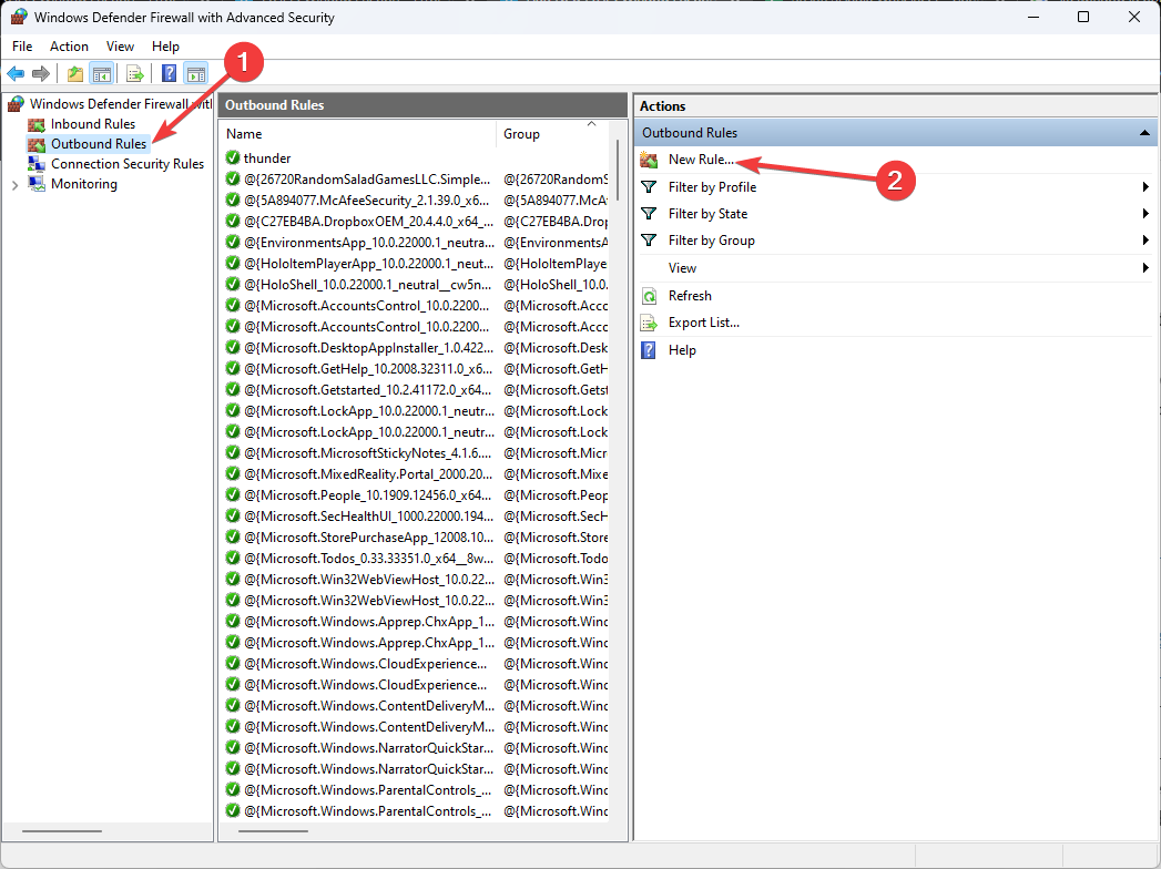 Создание нового правила