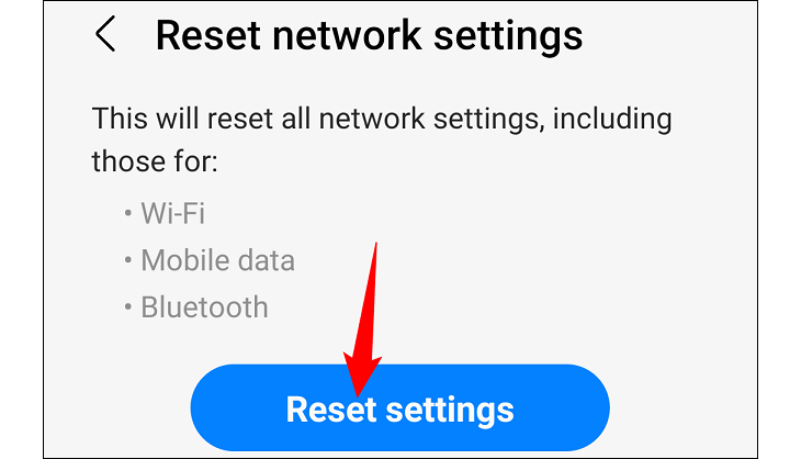 Подтвердите «Сброс настроек»