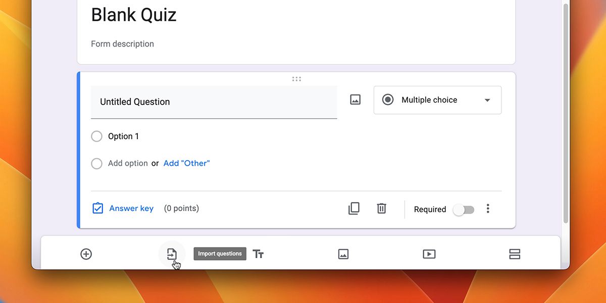 Импорт вопросов в Google Classroom quiz