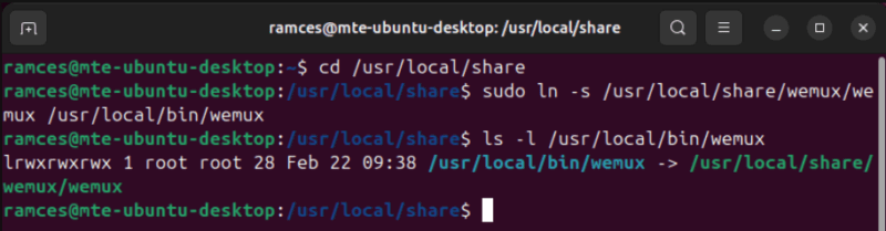 Создание символической ссылки для Wemux.