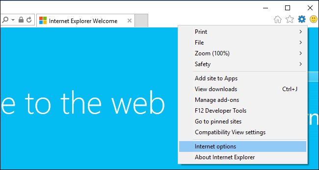 Окно Internet Options в Internet Explorer с вкладками и кнопками управления