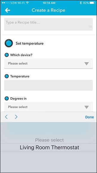 Выбор устройства Nest Thermostat