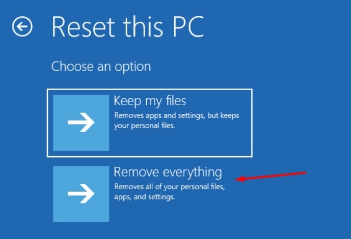 Опции сброса Windows