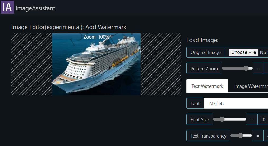 Настройки водяного знака в ImageAssistant