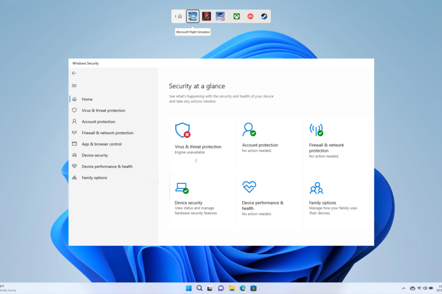 Исправление ошибки Windows Defender Engine unavailable