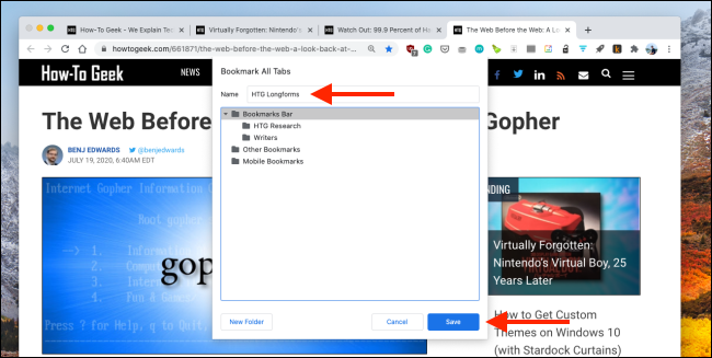 Папка с закладками для всех вкладок