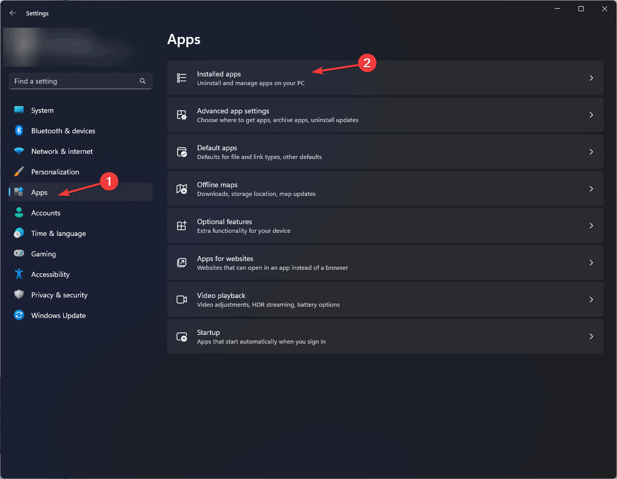 Apps - Installed apps ERROR_RXACT_COMMITTED