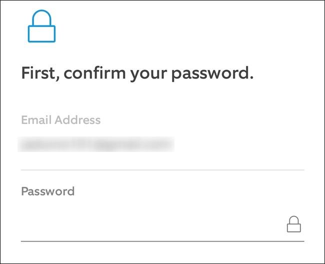 Ввод email и пароля и нажатие Continue в приложении Ring