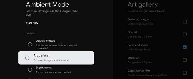 опции Ambient Mode
