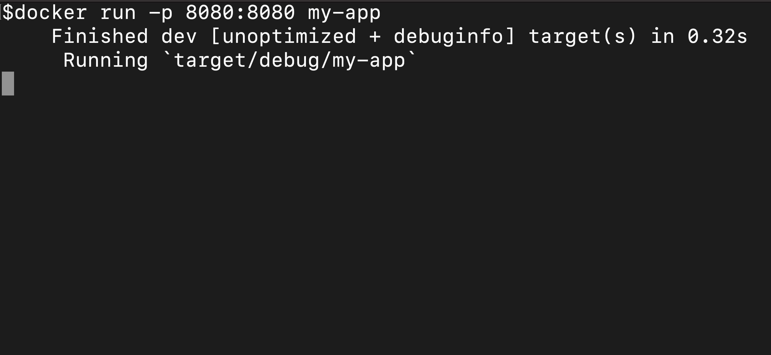 Результат запуска сервера через Docker в браузере
