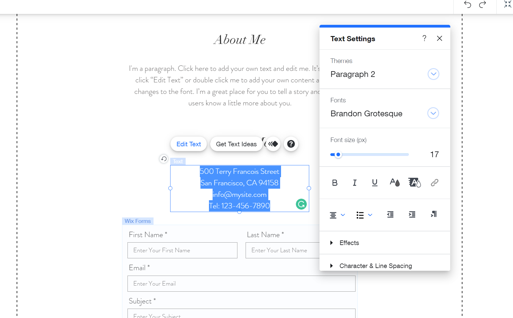 Редактирование страниц в Wix
