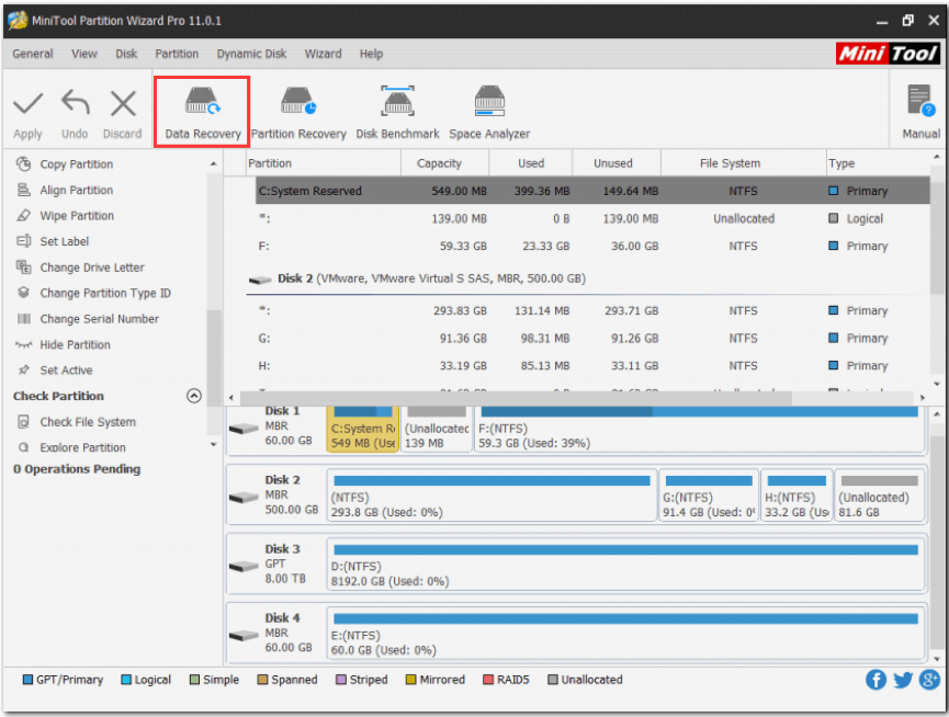 Восстановление данных MiniTool Partition Wizard