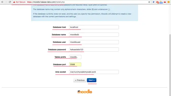 Конфигурация БД для Moodle