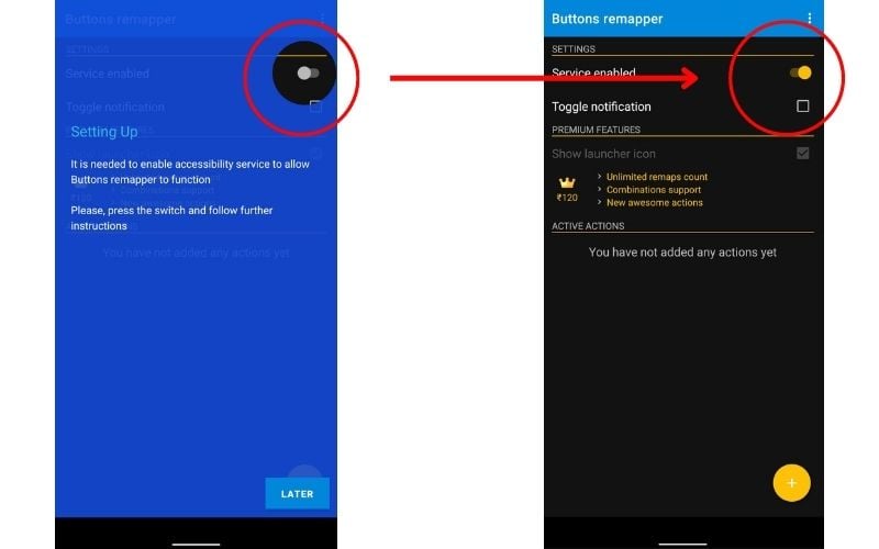 включение служб в Button Remapper
