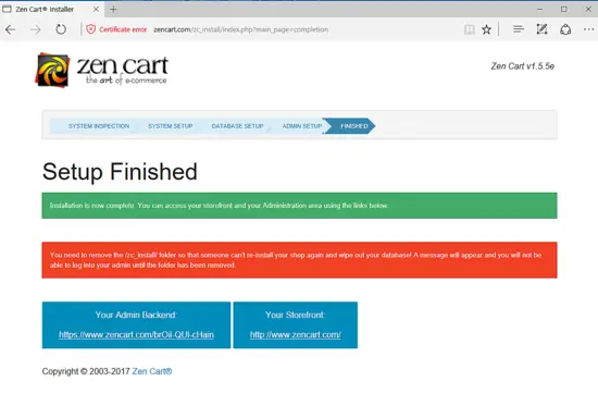 Установка завершена