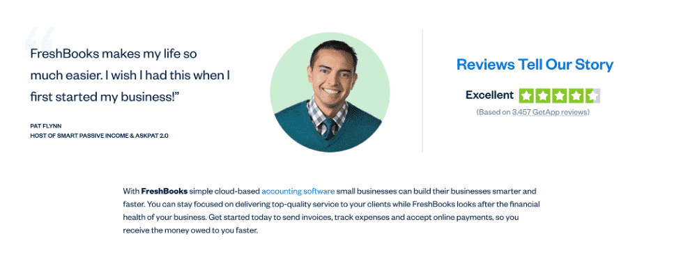 Скриншот страницы FreshBooks с отзывами и рейтингами