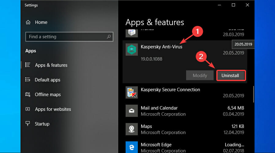 Подтверждение удаления Kaspersky