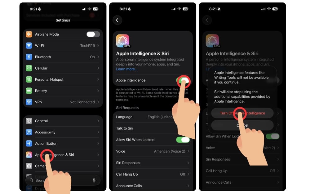 Экран Apple Intelligence в Настройках
