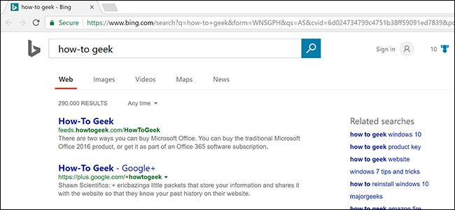 Результат поиска в браузере по умолчанию