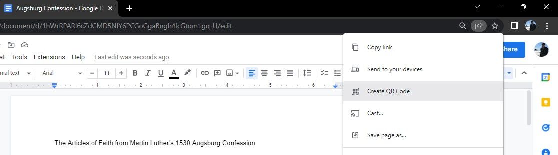 Инструмент создания QR‑кода в Google Chrome