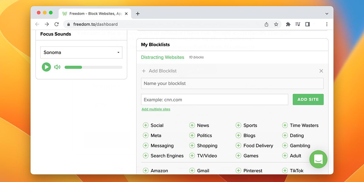 Создание блок-листов в веб-приложении Freedom