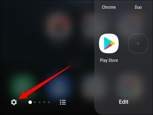 Значок шестерёнки для настроек панелей Edge на Galaxy S20