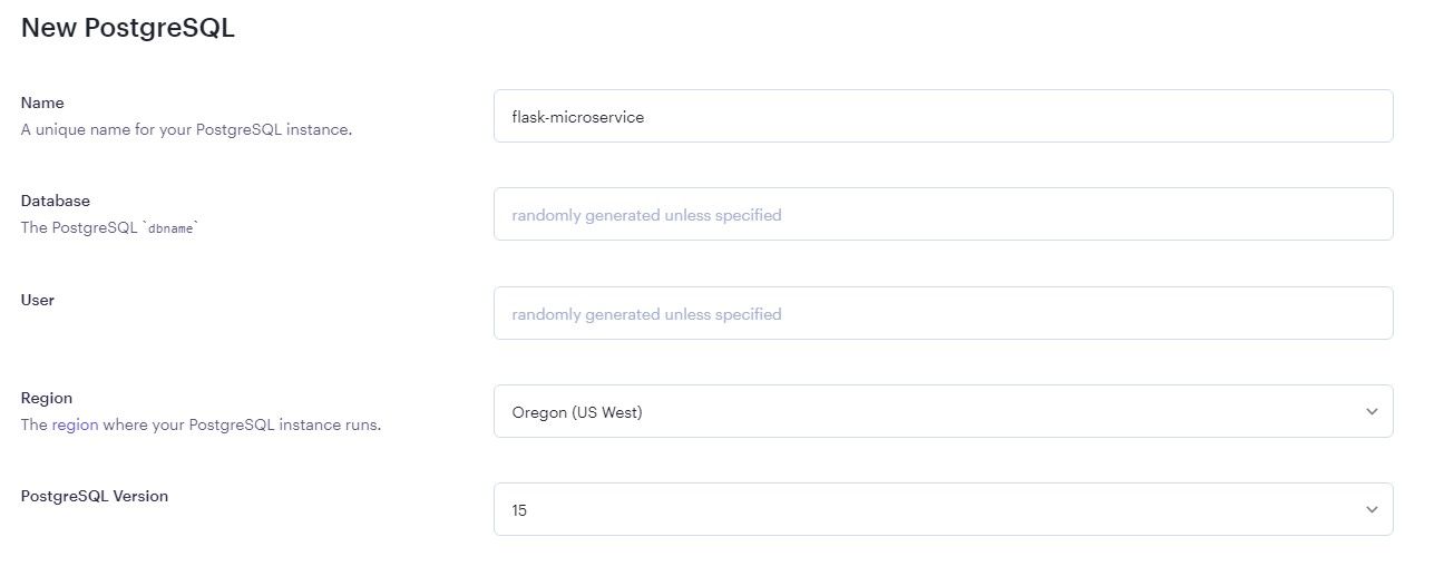 Страница настроек новой базы данных PostgreSQL на Render