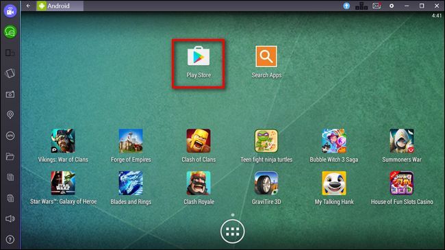 Открытие Play Store в BlueStacks