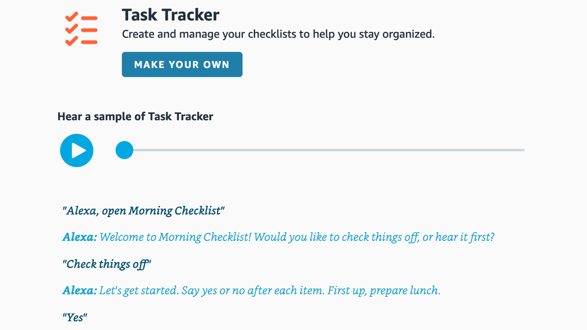 Task Tracker на Alexa — создать чеклист