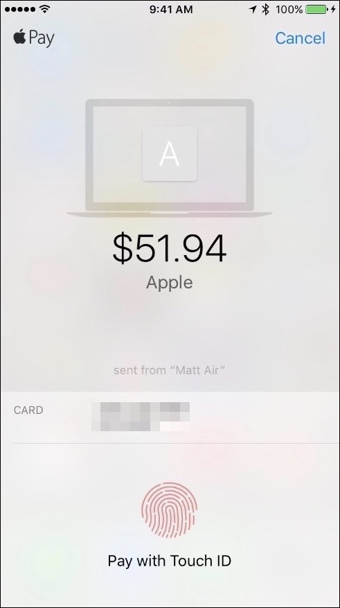 Экран подтверждения транзакции на устройстве