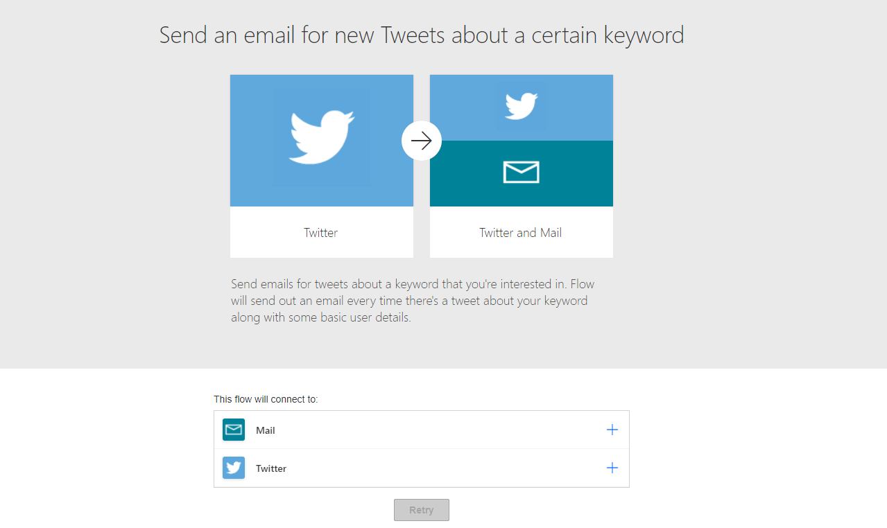 Пример потока с Twitter в Power Automate