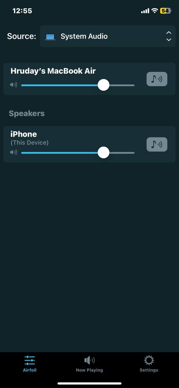 Tap on the Source dropdown menu on your iPhone in the Airfoil Satellite app