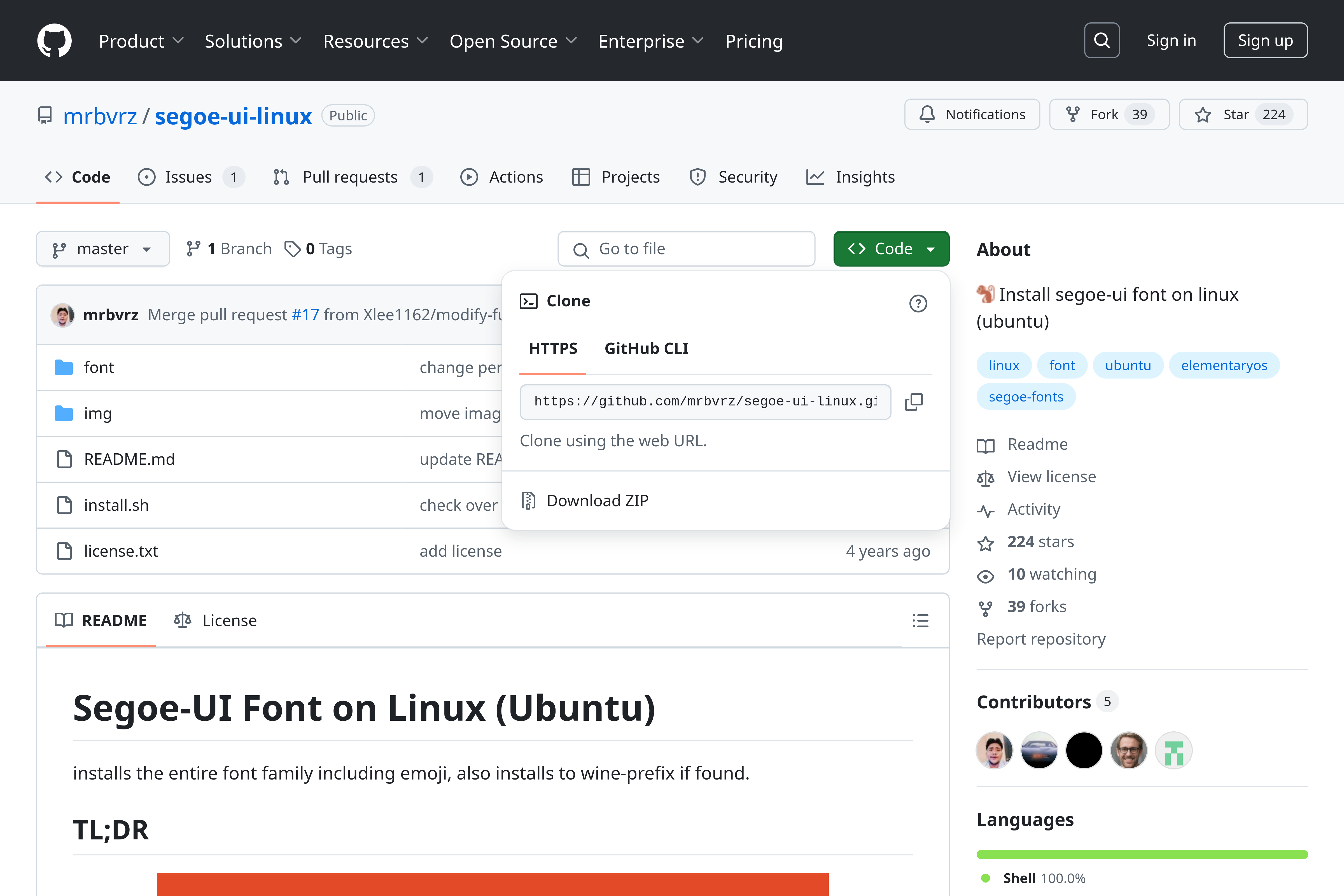 Репозиторий segoe-ui-linux на GitHub.