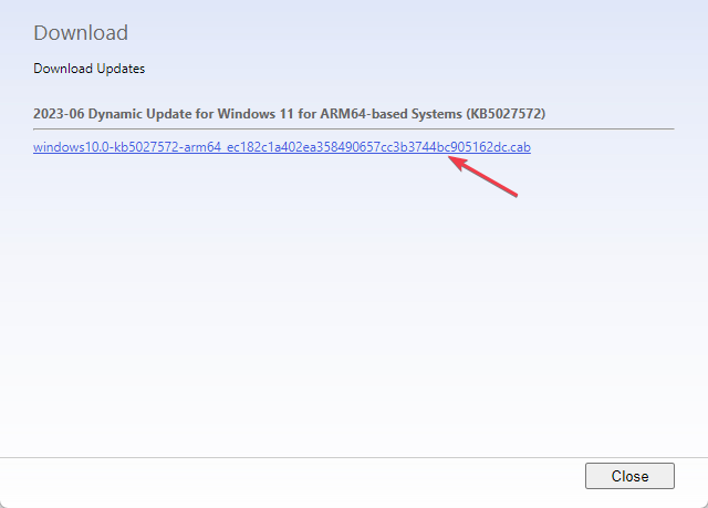 Скриншот: загрузка .msu из каталога