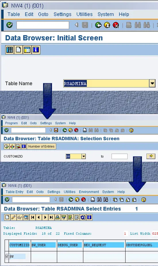 Назначение BW для клиента 001