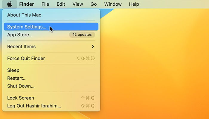 Apertura delle impostazioni di sistema su Mac
