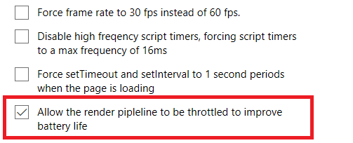 Отключение интенсивной отрисовки для экономии батареи