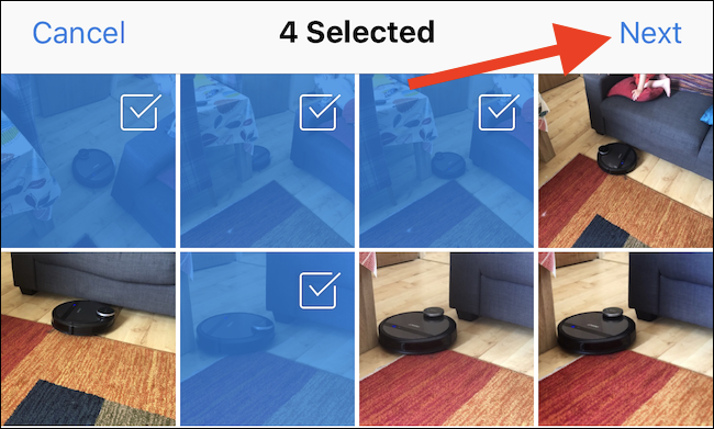 Подтверждение выбора фотографий для загрузки