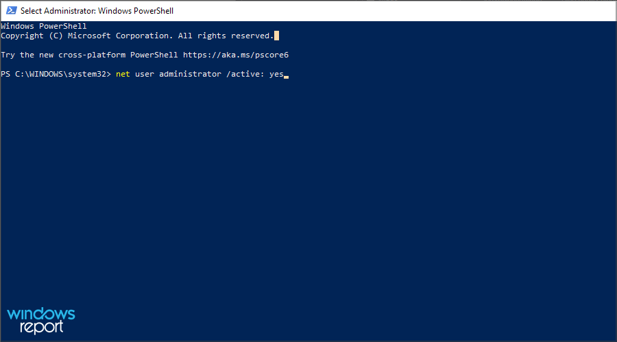 Активация встроенной учётной записи администратора