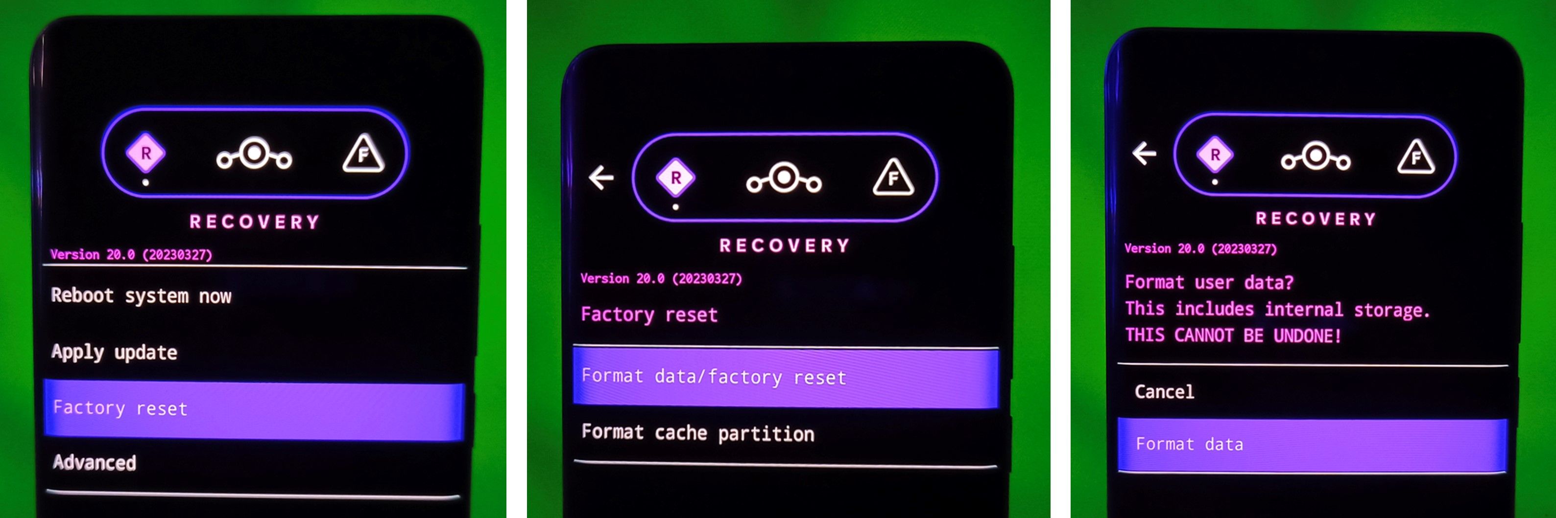 lineage recovery factory reset process