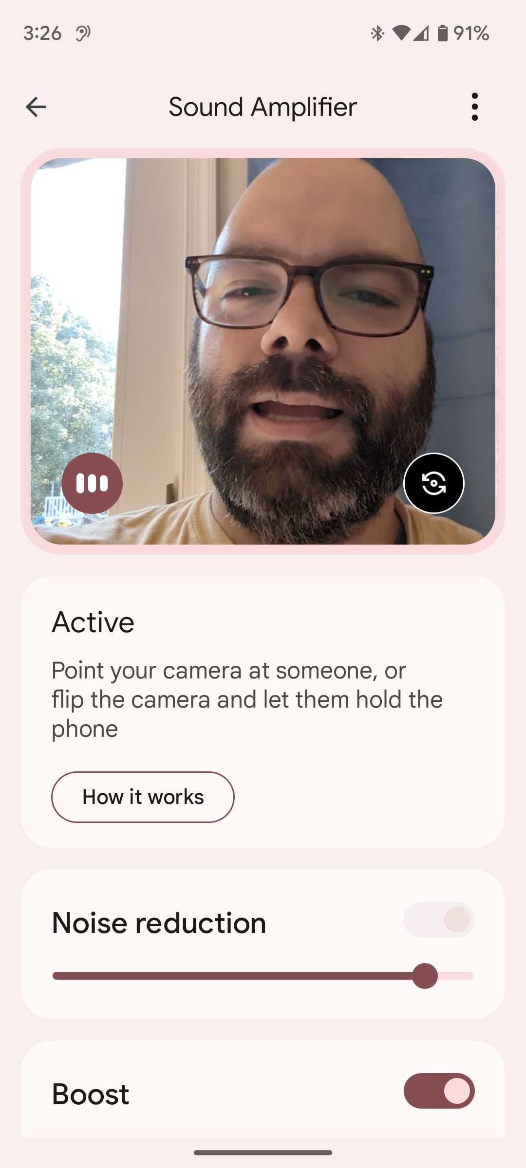 Режим беседы в Sound Amplifier